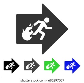 Fire Exit flat vector pictogram. Colored fire exit gray, black, blue, green icon versions. Flat icon style for graphic design.