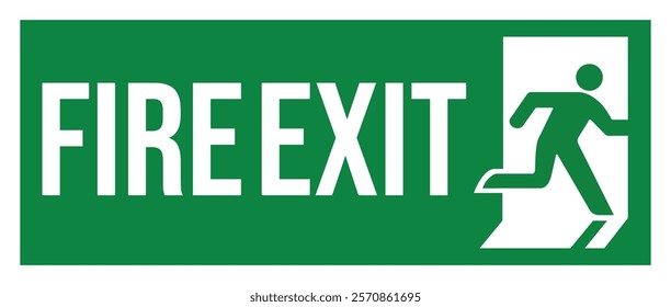 Fire Exit Green Background Safety Sign  