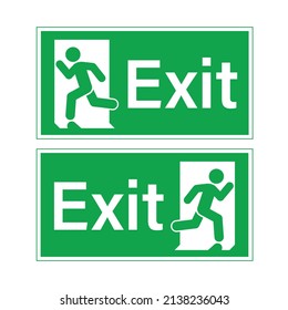 Fire Exit Green Evacuation Signs Human Stock Vector (Royalty Free ...