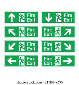 Fire Exit Green Evacuation Signs Human Stock Vector (Royalty Free ...