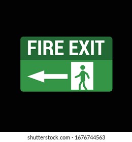 fire exit green sign.vector illustration.