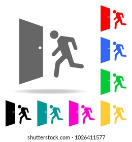 fire exit icon. Element firefighters multi colored icons for mobile concept and web apps. Icon for website design and development, app development. Premium icon on white background