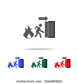 fire exit icon. Elements of firefighter multi colored icons. Premium quality graphic design icon. Simple icon for websites, web design, mobile app, info graphics on white background