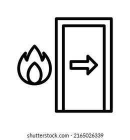 Fire Exit Icon. Line Art Style Design Isolated On White Background