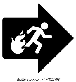 Fire Exit icon. Vector style is flat iconic symbol with rounded angles, black color, white background.