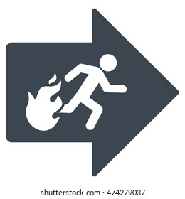 Fire Exit icon. Vector style is flat iconic symbol with rounded angles, smooth blue color, white background.