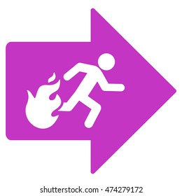 Fire Exit icon. Vector style is flat iconic symbol with rounded angles, violet color, white background.