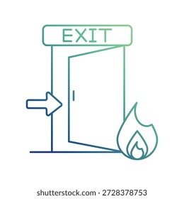 Ícone de saída de incêndio com ilustração de estoque de vetor de fundo branco