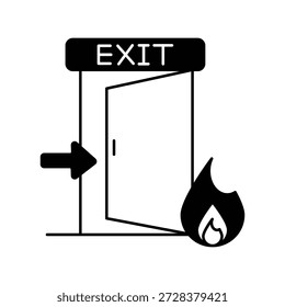 Icono de salida de fuego con fondo blanco Vector Ilustración de stock