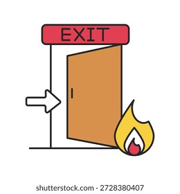 Icono de salida de fuego con fondo blanco Vector Ilustración de stock