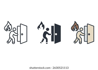 fire exit icons isolated on White Background. Flat style design