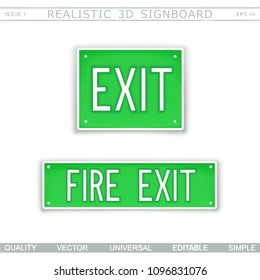 Fire Exit. Information signboard. Top view. Vector design elements
