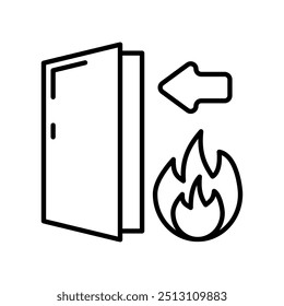 Icono de contorno de salida de incendios, Ilustración vectorial