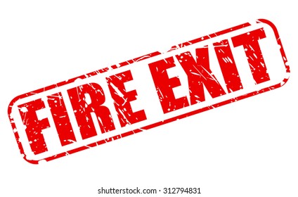 Fire Exit red stamp text on white