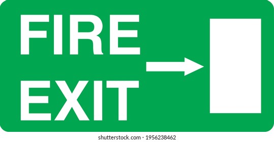 Fire exit right green and white sign board