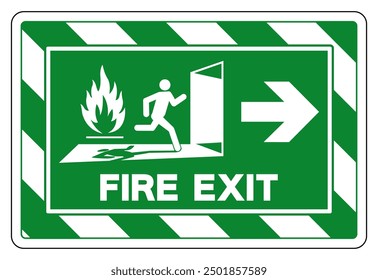 Signo derecho del símbolo de la salida del fuego, Ilustración vectorial, aislado en la etiqueta blanca del fondo.EPS10