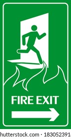 Fire exit sign. Emergency fire exit door and running human figure