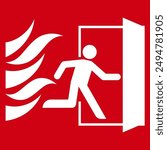 Fire Exit Sign. Emergency Fire Exit Sign. Vector Illustration. 