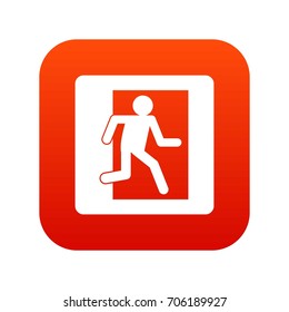 Fire exit sign icon digital red for any design isolated on white vector illustration