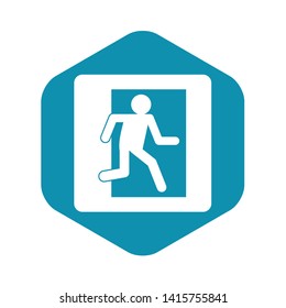 Fire exit sign icon in simple style isolated vector illustration