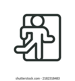 Fire exit sign isolate icon. Emergency exit with running man vector icon with editable stroke.