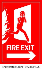 Fire exit sign. Running human figure and Emergency fire exit door