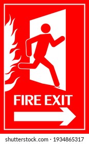 Fire exit sign. Running human figure and Emergency fire exit door