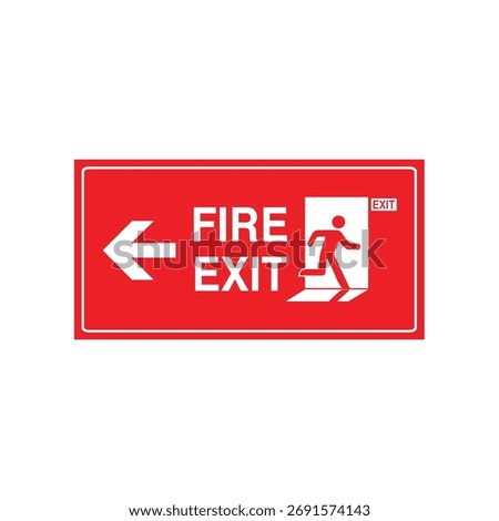 Fire Exit Sign and Running Man: Red and White Safety Banner for Immediate Egress