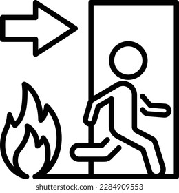 Señal de salida de fuego. Icono de línea delgada. Salida de emergencia. Ilustración vectorial.
