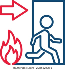Feuerlöschzeichen. Dünne Linie Symbol. Notausgang. Vektorgrafik.