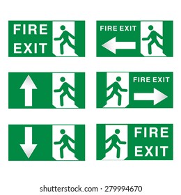 Set Emergency Exit Banners Fire Exit Stock Illustration 788264236