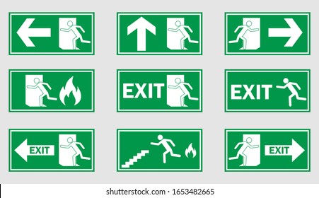 Fire exit sign, vector illustration.