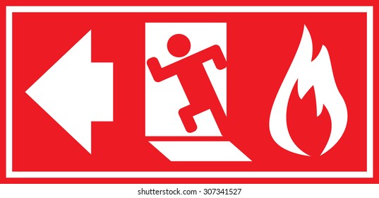 Fire exit sign. Vector illustration.