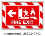 Fire Exit Stair Left Symbol Sign, Vector Illustration, Isolate On White Background Label.EPS10 