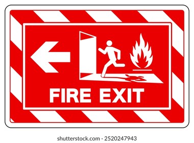 Fire Exit Stair Left Symbol Sign, Vector Illustration, Isolate On White Background Label.EPS10 