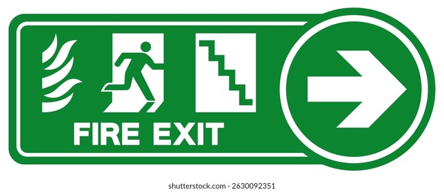 Fire Exit Stair Right Symbol Sign, Vector Illustration, Isolate On White Background Label.EPS10 
