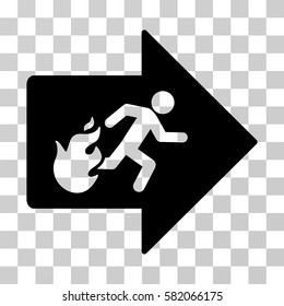 Fire Exit vector icon. Illustration style is flat iconic black symbol on a transparent background.