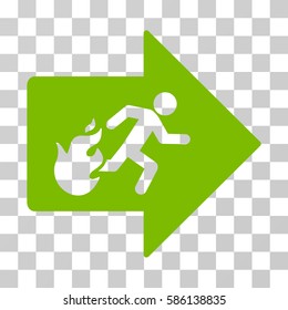 Fire Exit vector icon. Illustration style is flat iconic eco green symbol on a transparent background.