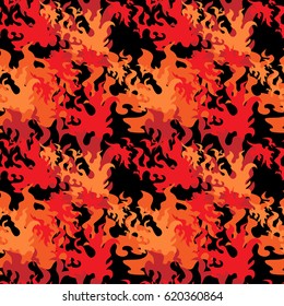 Fire exploding flame. Seamless pattern.Vector illustration.