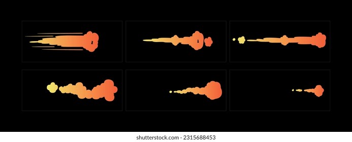 Feuerexplosionsanimation. 2D Cartoon Feuer animierte Sprite Bogen Rahmen. Flash Motion Boom Exploding Effekt Storyboard Vektorgrafik Set. 