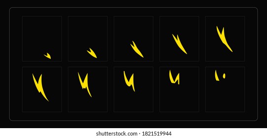Fire Explosion animation. Flame fx effect sprites sheet for games, video, animation or motion design. EPS10 vector illustration.