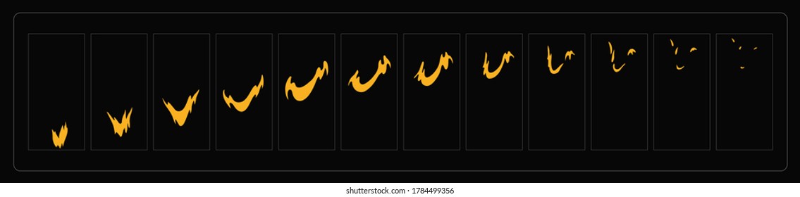 Fire Explosion animation. Flame VFX effect sprites sheet for games, video, animation or motion design. EPS10 vector illustration.