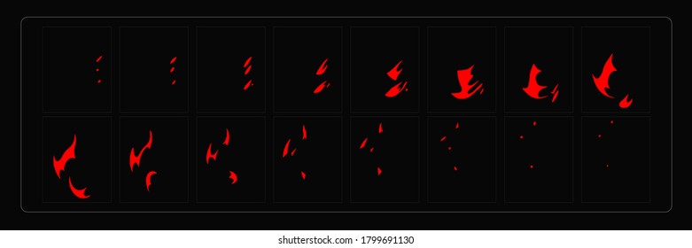 Fire Explosion animation. Flame VFX effect sprites sheet for games, video, animation or motion design. EPS10 vector illustration.