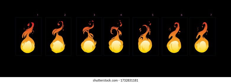 Fire explosion effect animation. Fire burst animation sprites sheet for, games, cartoon or animation.– Vector
