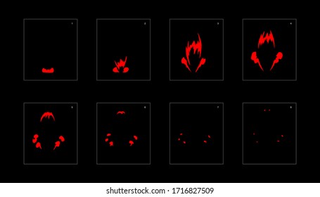 Fire explosion effect. Explosion Animation effect. Animation Sprite sheet for games, cartoon or animation. vector style animation effect 1148.