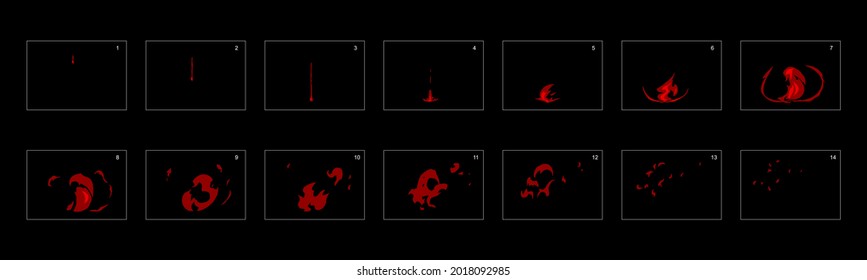 Fire explosion effect. Explosion Animation effect. Animation Sprite sheet for games, cartoon or animation. vector style animation effect 1244.