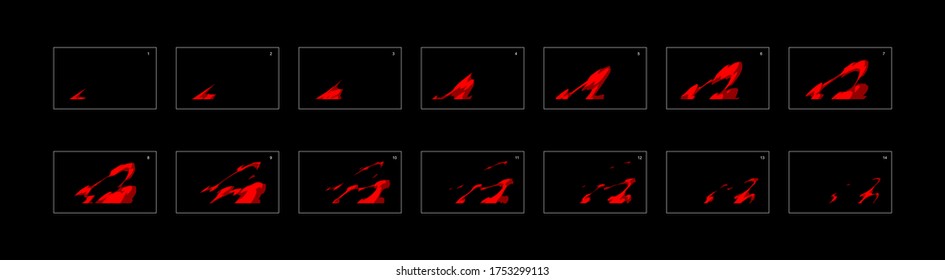 Feuerexplosionseffekt. Blast-Animation-Effekt. Animation Sprite-Blatt für Spiele, Cartoon oder Animation. Vektorstil-Animationseffekt 20022.