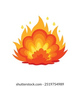 Fire explosion graphic, showcasing bright flames and smoke, suitable for digital downloads and creative projects isolated flat vector illustration on white backgrou