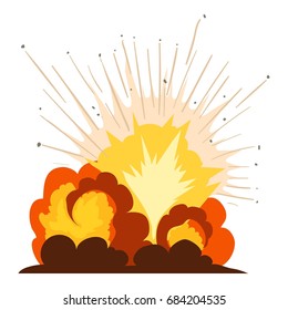 Fire explosion icon, cartoon style
