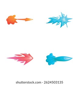 Iconos de la explosión del fuego fijados Vector de la historieta. Flashes de pistola o animación de disparo. Efecto flash de dibujos animados